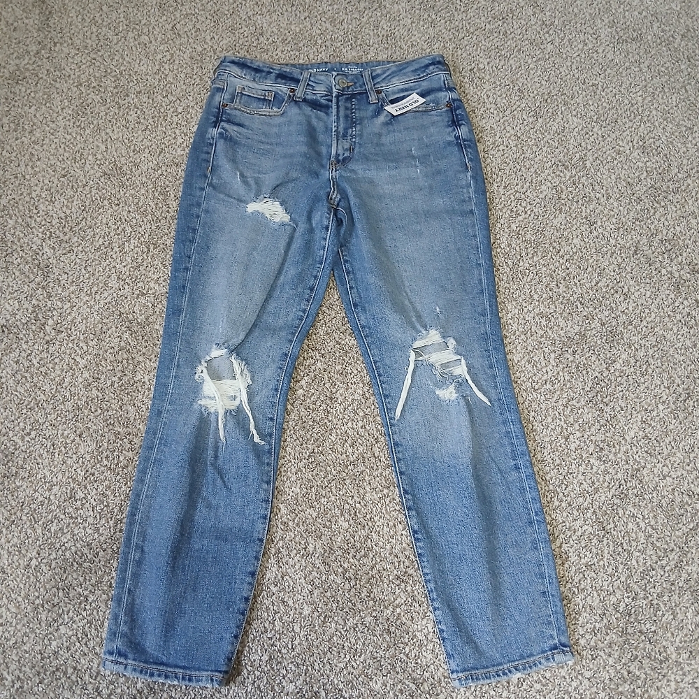 Old Navy Light Blue Distressed Straight Leg Jeans‎